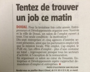 Emploi et Handicap Grand Lille présent au salon de l’emploi du 28 juin à Douai et dans la Voix du Nord